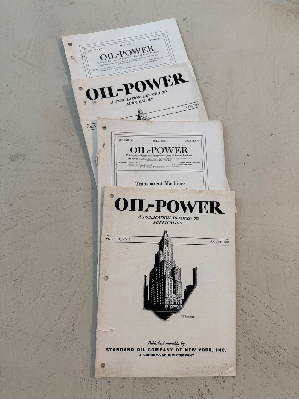 Oil-Power SOCONY lubrication publication 1933 (May-August)